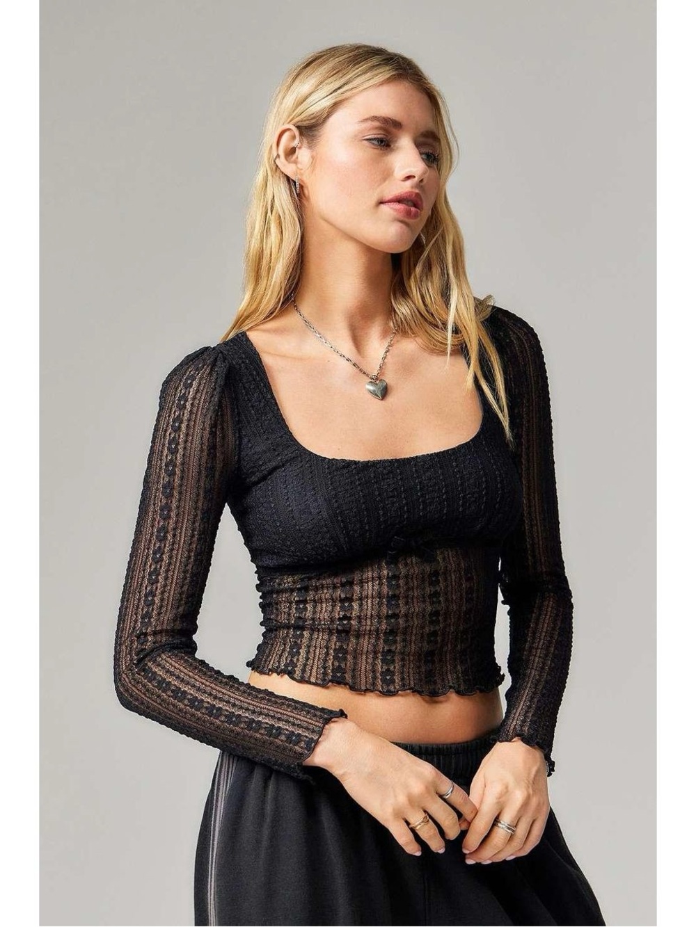 Kimchi Blue Jewel Lace Top in Black